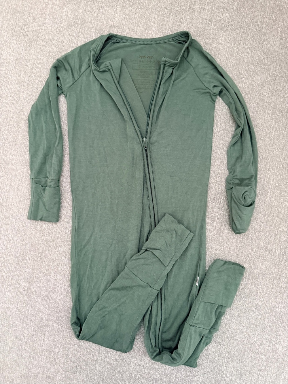 Little Sleepies Green Zippered Footed Pajama One-Piece